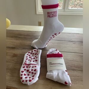 Hotties do Pilates Pink Stripe Heart Grip Socks